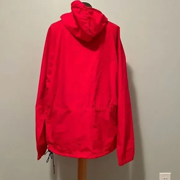 Vintage L.L. Bean Men's Red Anorak Retro Hooded Half Zip Windbreaker Medium - Picture 6 of 8